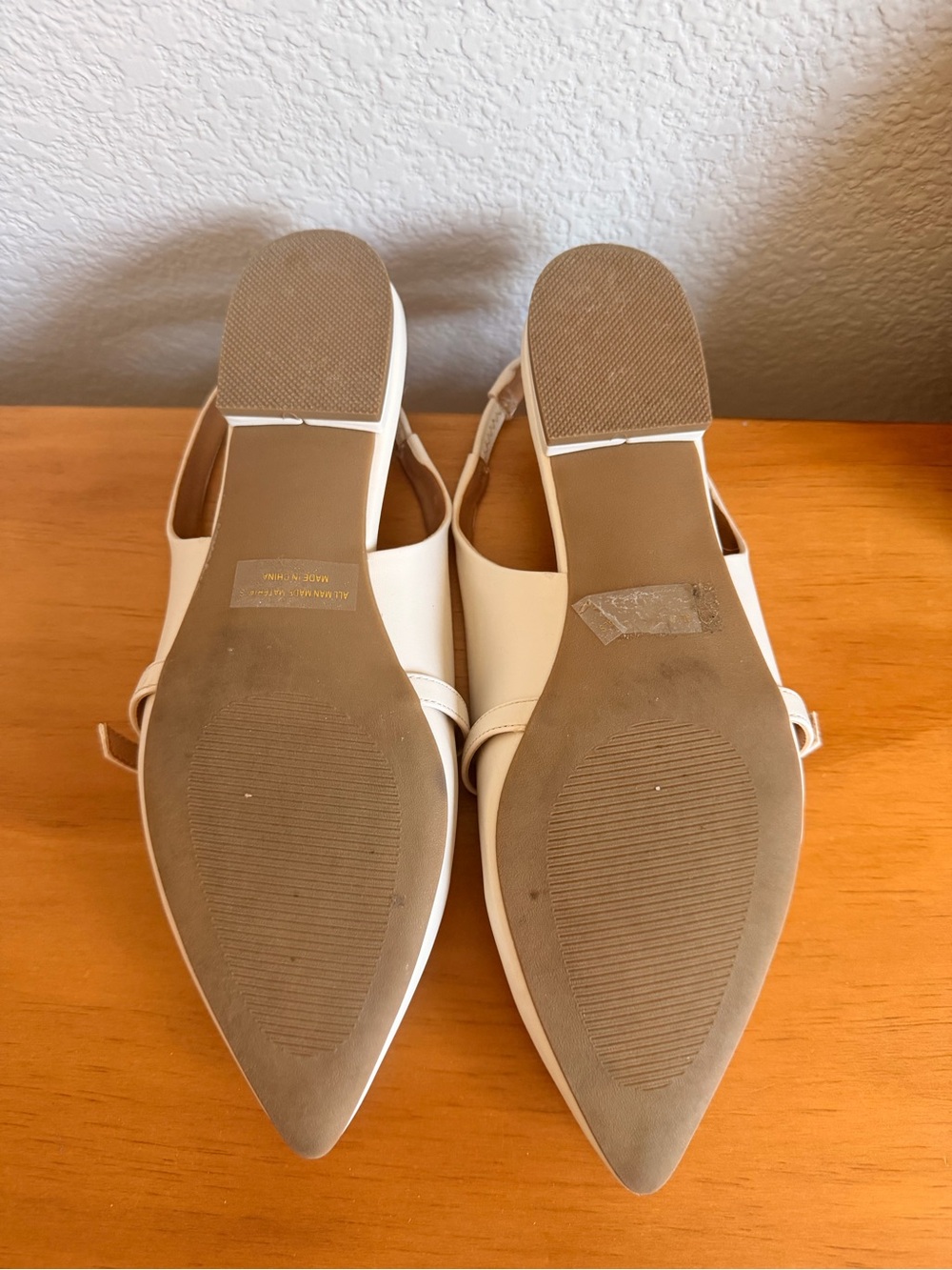Dolce Vita Cream Pointed Slingback Flats with Buckle Strap - Picture 8 of 9
